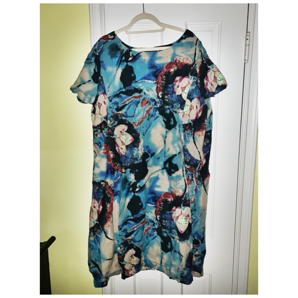 Plus Size Floral Oversized Linen Dress
